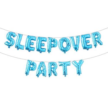 Imagem de Sleepover Party Decoration Multicolor Sleepover Birthday Party Balloons Banner for Girls Pajamas Slumber Party Night Out Party Decoration (SLEEPOVER PARTY Blue Star)
