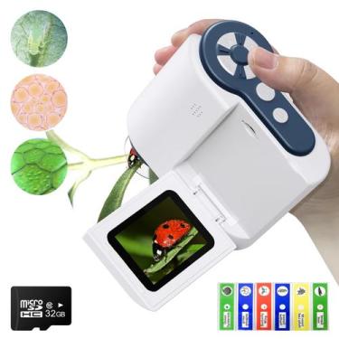 Imagem de Microscópio digital INVIMENT 1200X USB com tela LCD de 2" para criança
