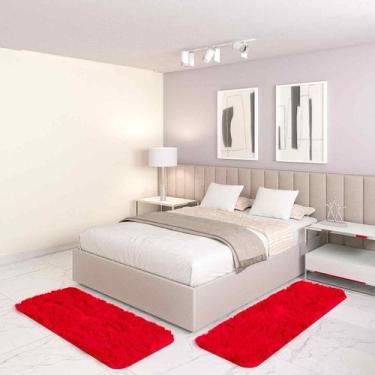 Imagem de Jogo Tapete Passadeira Quarto 2 Uni Vermelho 50 x 140 cm - Tapetes Sat