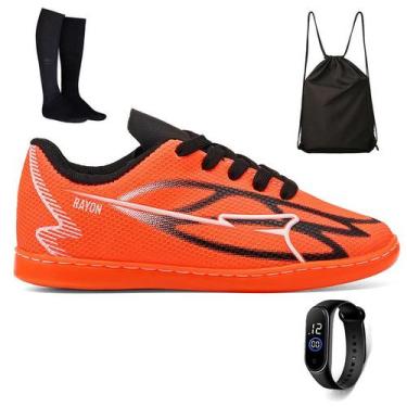 Imagem de Kit Chuteira Infantil Futsal Meninos Quadra Futebol de Salão + Mochila