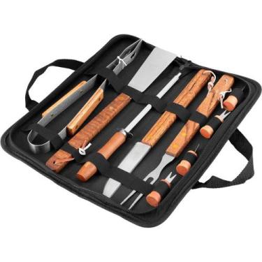 Imagem de Kit p/ Churrasco em Aço Inox Com 10 pçs VONDER