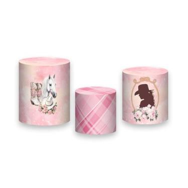 Imagem de Trio de Capas de Cilindro - Boiadeira Rosa Roupas Efeito Brilho 028 - 