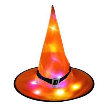 Imagem de Chapéu Bruxa Feiticeira C/ Led Colorida Acessório Halloween - Fantasia