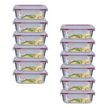 Imagem de Jogo 12 Potes De Vidro Hermético Marmita Canelado 370ml - Vari Tudo