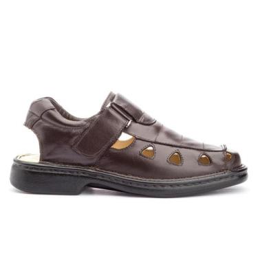 Imagem de Sandália Masculino Couro Legitimo Chinelo Qualidade Verão Confort 1200