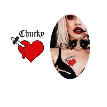Imagem de Adesivo Tatuagem Temporária Coração Halloween Chucky 38Mm - 3I