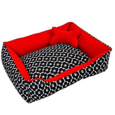 Imagem de Cama para Cachorro ou Gato Tamanho Grande 70x55cm + Ossinho Patinha Ve