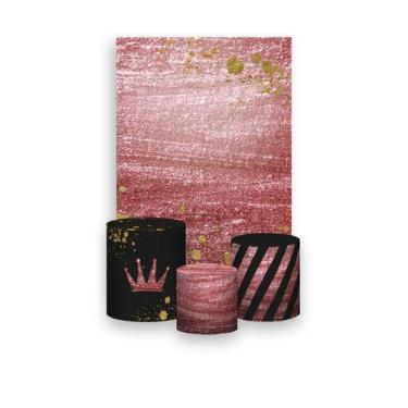 Imagem de Painel De Festa Vertical 1,50 x 2,20 + Trio De Capas Cilindro - Rosa E