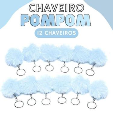 Imagem de Chaveiro Pompom Pelúcia Cinza Claro - 50Mm Kit C/12 Unidades - Nybc