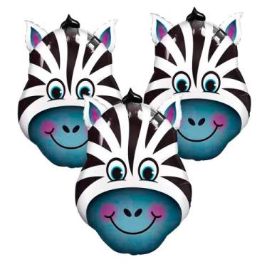 Imagem de Balao metalizado bichinho zebra festa cor e brilho 25cm - NEOTRENTINA
