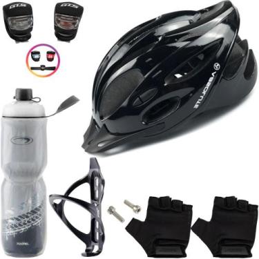 Imagem de Capacete Bike Tsw Ciclismo Mtb + Garrafa Térmica + Suporte + Sinalizad