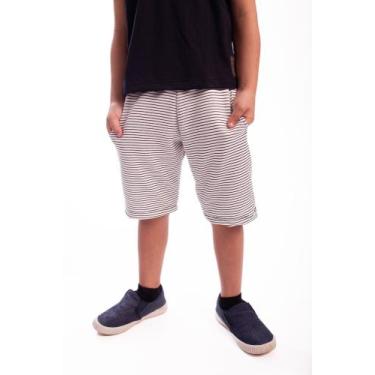 Imagem de Bermuda Infantil/Juvenil Masculina Listras Finas - Nick.Tóia, Preto, 1
