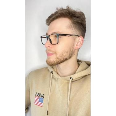 Imagem de Armação Óculos Grau Quadrada Masculino Enzo Verde - Palas Eyewear