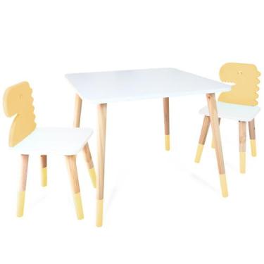 Imagem de Kit Mesa e 2 Cadeiras Infantil Dinossauro - Eita Casa Perfeita, Amarel