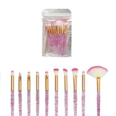 Imagem de Kit 10 Pincéis Profissionais Glitter para Maquiagem - Dafu