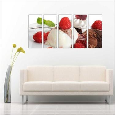 Imagem de Quadro Decorativo Sorvete Sorveterias Gourmet Mosaico 5 Peças GG7 - Vi