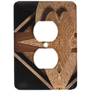 Imagem de 3dRose LLC lsp_55806_6 corações de aparência de madeira em um fundo marrom escuro de um forno e bancada 2 tampas de tomada