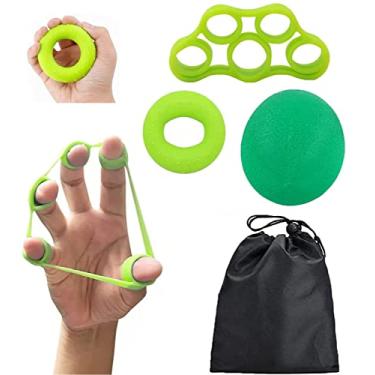 Imagem de KARLOR Kit de fortalecimento de mão com 3 peças, esticador, exercitador de dedos com anel de bola de alívio de estresse para aliviar a dor no pulso no polegar, ótimo para atletas músicos escalada