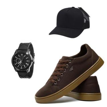 Imagem de Kit Sapatenis Masculino Casual Com Relogio e Bone Exclusivo - REF, 40,