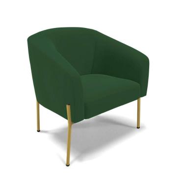 Imagem de Cadeira Sala De Jantar Pé De Ferro Dourado Stella Veludo D03 - D`rossi Cor Verde