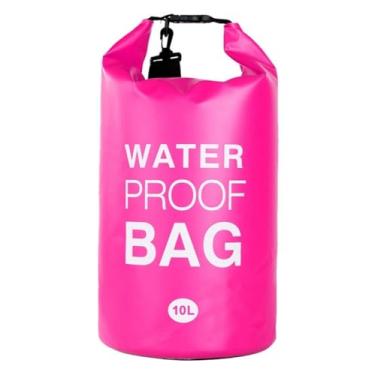 Imagem de Bolsa Impermeável Saco Estanque Rosa 10l Camping Bag Pesca Bolsas armazenamento à prova d'água Suprimentos para flutuação ao ar livre para natação, caiaque e canoagem Travessia