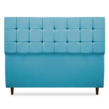 Imagem de Cabeceira Giovana King 195cm Suede - SRJ Moveis, Azul turquesa
