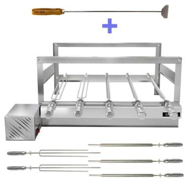 Imagem de Churrasqueira Giratória Grill Inox Gira Soft Grill 5 Espetos + Espalha