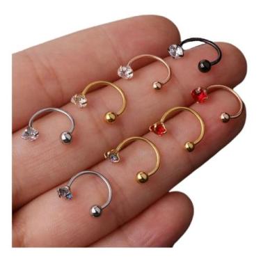 Imagem de Piercing Ferradura Nariz Cartilagem Pedra Zirconia Aço Cirúr - DeCastr