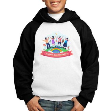 Imagem de Moletom Infantil Feliz Dia das Crianças - Foca na Moda, Branco, Preto,