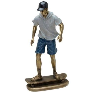 Imagem de Estatueta Decorativa Skatista Skate Escultura Em Resina 27cm - Genéric