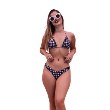 Imagem de Biquíni Feminino Cortininha Xadrez Calcinha Levanta Bumbum - Missatti,