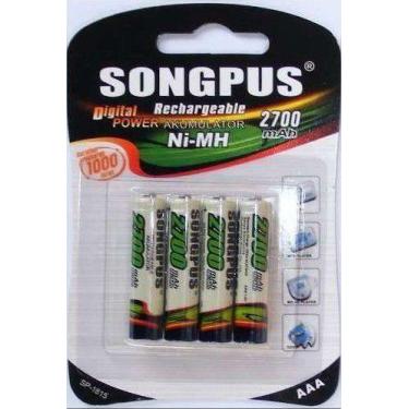 Imagem de Kit 2 Conjuntos Com 4 Pilhas AAA 2700 Mah Recarregável - SONGPUS