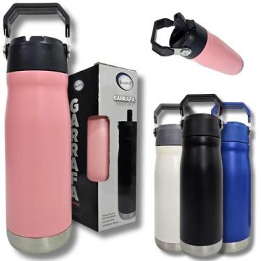 Imagem de Garrafa Térmica Aço Inox Canudo 650ml Academia Esporte Lazer - INTER P