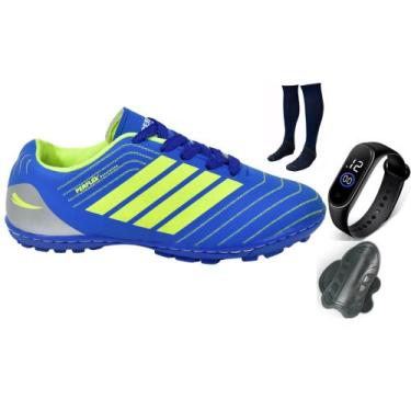 Imagem de Chuteira Society  Revolution Adulto Infantil com Meião Caneleira e Rel