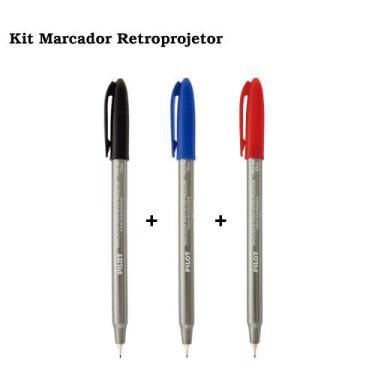 Imagem de Kit Marcador Permanente Pilot Retroprojetor 1.0mm 3 Cores