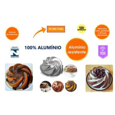 Imagem de Kit De 2 Forma Bolo Vulcão Bolo Decorado de Novela Pudim Manjar Torta 