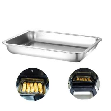 Imagem de Assadeira Bandeja Retangular Em Aço Inox 31 x 21 x 4,0 cm - Losan