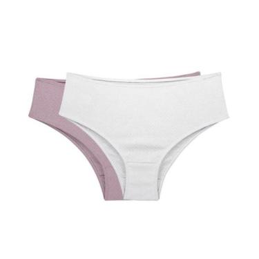 Imagem de Kit 2 Calças Cavadas Branco/Rosa Retrô Love Secret 819303 Algodão, Bra
