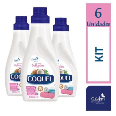 Imagem de KIt 6 Lava Roupas Líquido Coquel Coco Roupas Delicadas 500ml - CasaKm