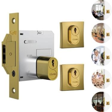 Imagem de Fechadura Carimbo 1006 Roseta Quadrada Ouro para Porta de Correr em Ma