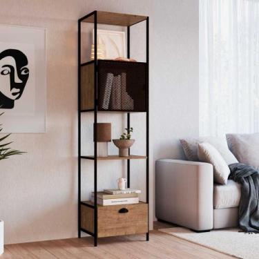 Imagem de Estante Industrial York Com 4 Nichos 1 Porta e 1 Gaveta - Artesano E, 