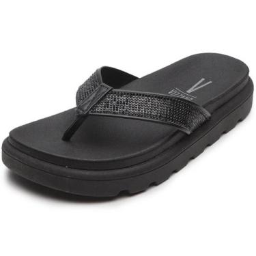 Imagem de Chinelo Vizzano Flat Strass Feminino - Preto, 37