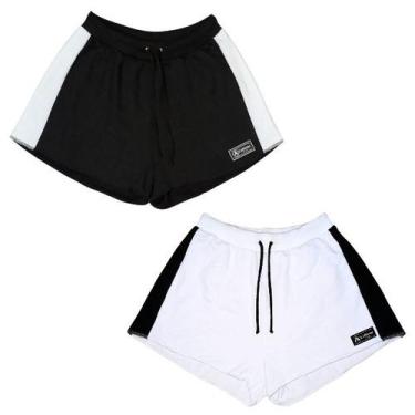 Imagem de Kit 2 Shorts Moletom Feminino Esportivo Sem Bolso Básico Treino Academ