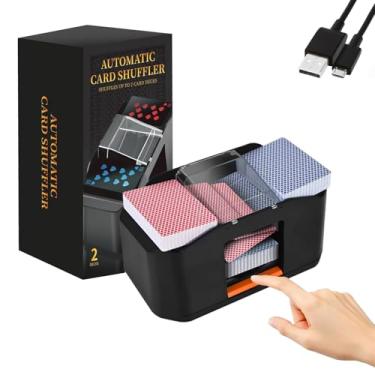 Imagem de MJYP.in Baralho automático de cartas 2, embaralhador de cartas UNO, embaralhador elétrico recarregável de 2000 MAh, cartas de baralho, Texas Hold'em, pôquer, Blackjack, Party Essentials