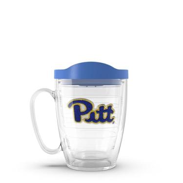 Imagem de Tervis Copo isolado feito nos EUA com parede dupla University of Pittsburgh Panthers mantém as bebidas frias e quentes, caneca de 473 ml, logotipo principal