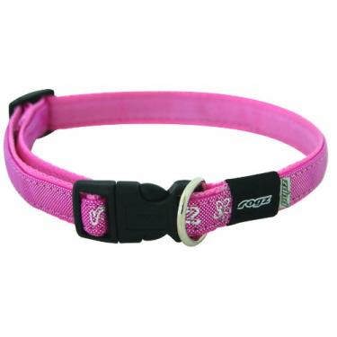 Imagem de Rogz Pupz Zing Coleira ajustável com zíper Zap para filhotes, pequena 1,9 cm, design rosa brilhante