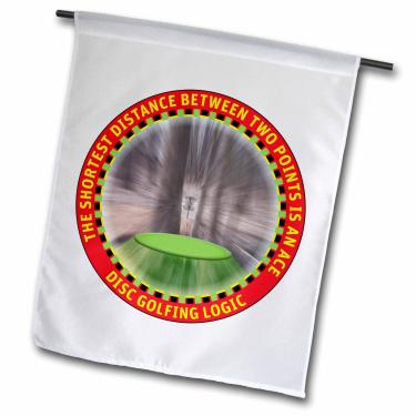 Imagem de 3dRose fl_19244_1 Disco Golf Logic 1 a Frisbee Disc Golf Driver voa direto para a cesta de correntes, bandeira de jardim, 30,5 x 45,7 cm