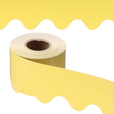 Imagem de PATIKIL Borda de quadro de avisos, pôster de 65,5 metros, quadro-negro, decoração de cortiça, bordas recortadas, decoração de parede para sala de aula, escritório, armário, amarelo