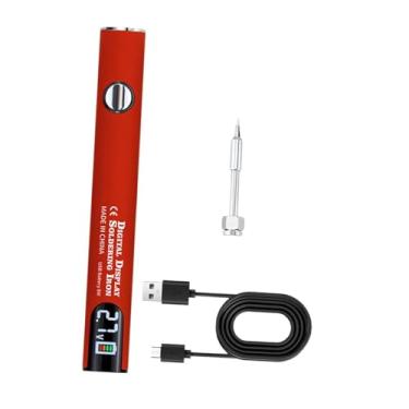 Imagem de Gralara Conjunto portátil de ferro de solda sem fio, tensões ajustáveis ​​2.7v 3.4v 4.2v para ferramenta de reparo de soldagem eletrônica, carregamento usb, Conjunto Vermelho