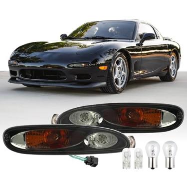 Imagem de Luz de para-choque USR 93-95 RX7 – Par de lâmpadas de seta dianteiras FUMADAS (esquerda + direita) - Compatível com Mazda RX-7 FD3S 1993-1995 todos os modelos/acabamentos (luzes de lente de fumaça